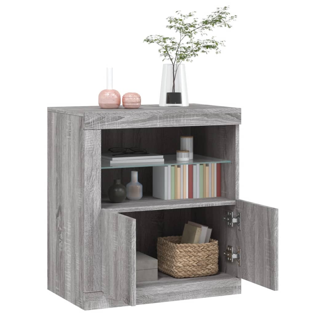 Credenza con Luci LED Grigio Sonoma 60,5x37x67 cm 836621