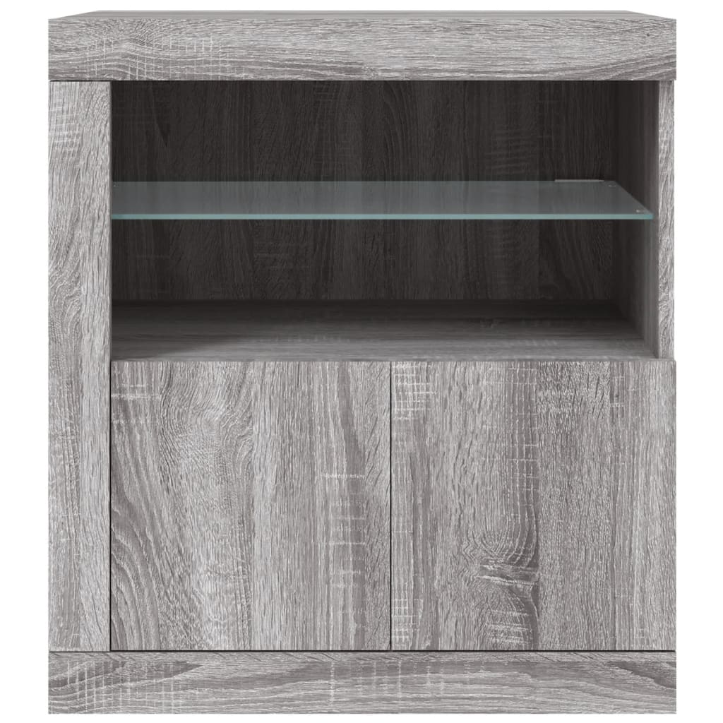 Credenza con Luci LED Grigio Sonoma 60,5x37x67 cm 836621