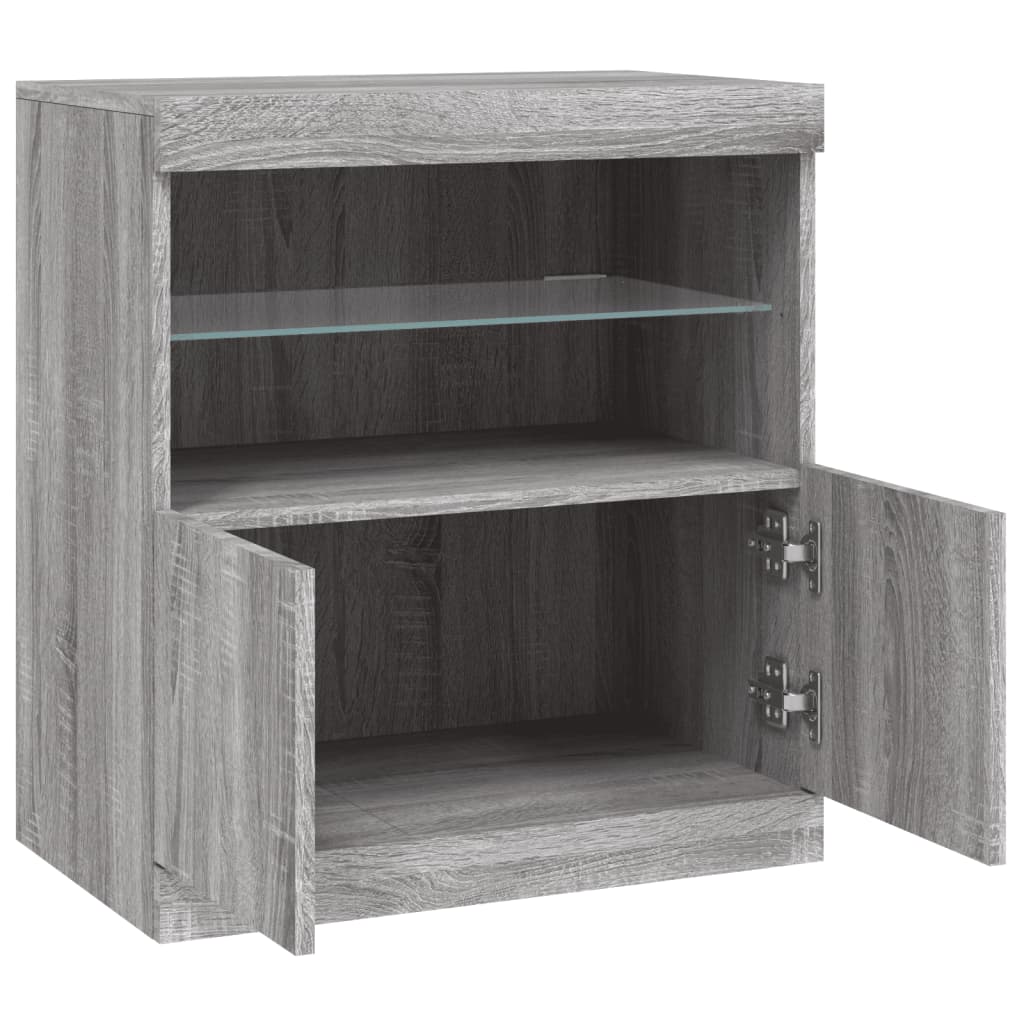 Credenza con Luci LED Grigio Sonoma 60,5x37x67 cm 836621