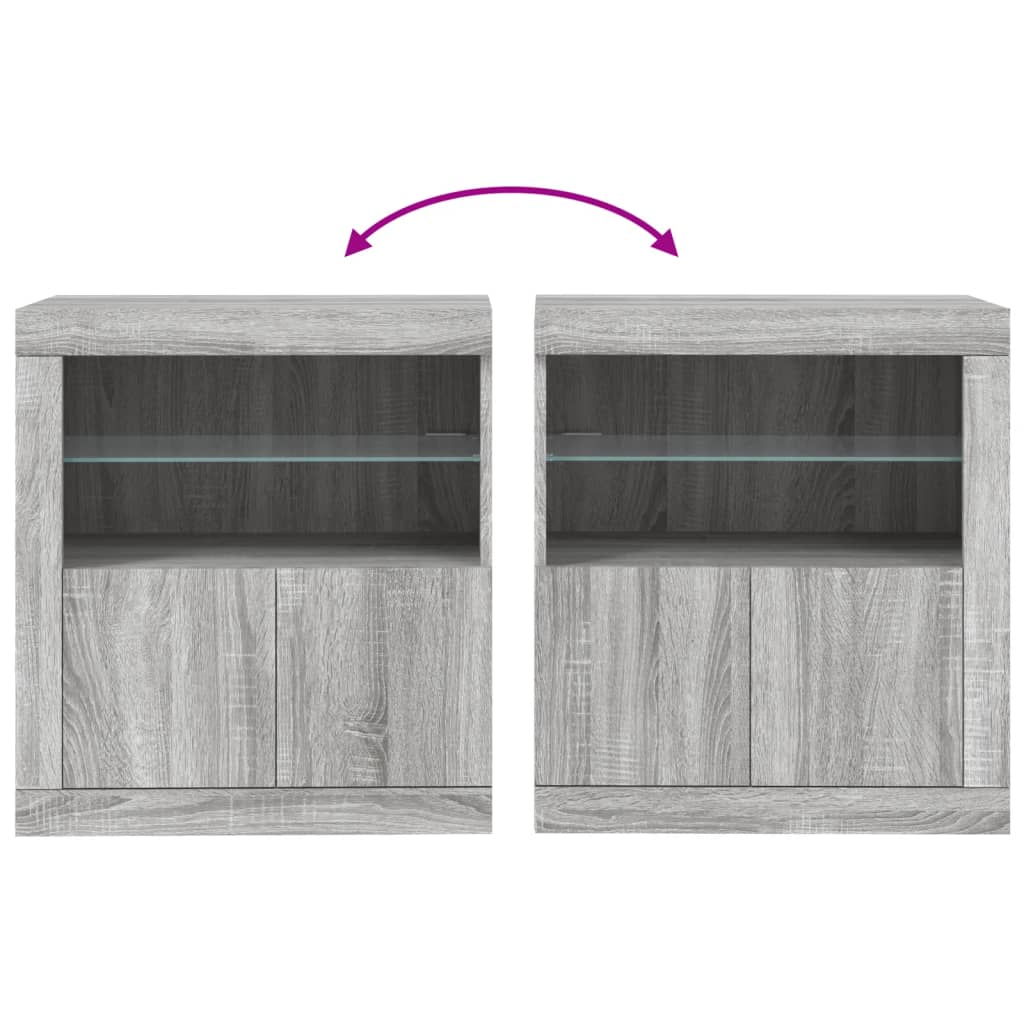 Credenza con Luci LED Grigio Sonoma 60,5x37x67 cm 836621