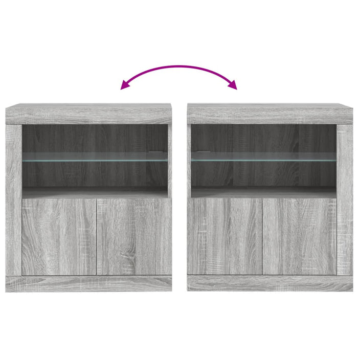 Credenza con Luci LED Grigio Sonoma 60,5x37x67 cm 836621