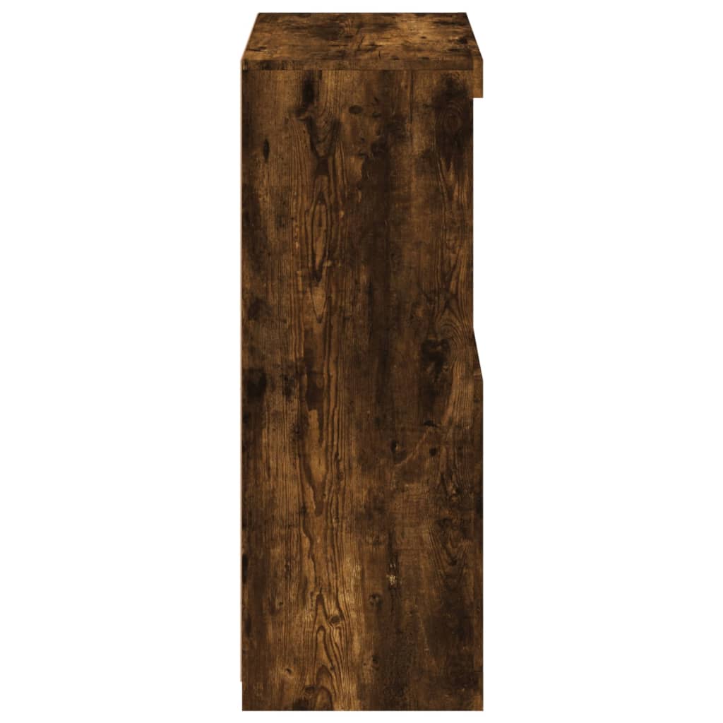 Armadietto con Luci LED Rovere Fumo in Legno Multistrato 836627