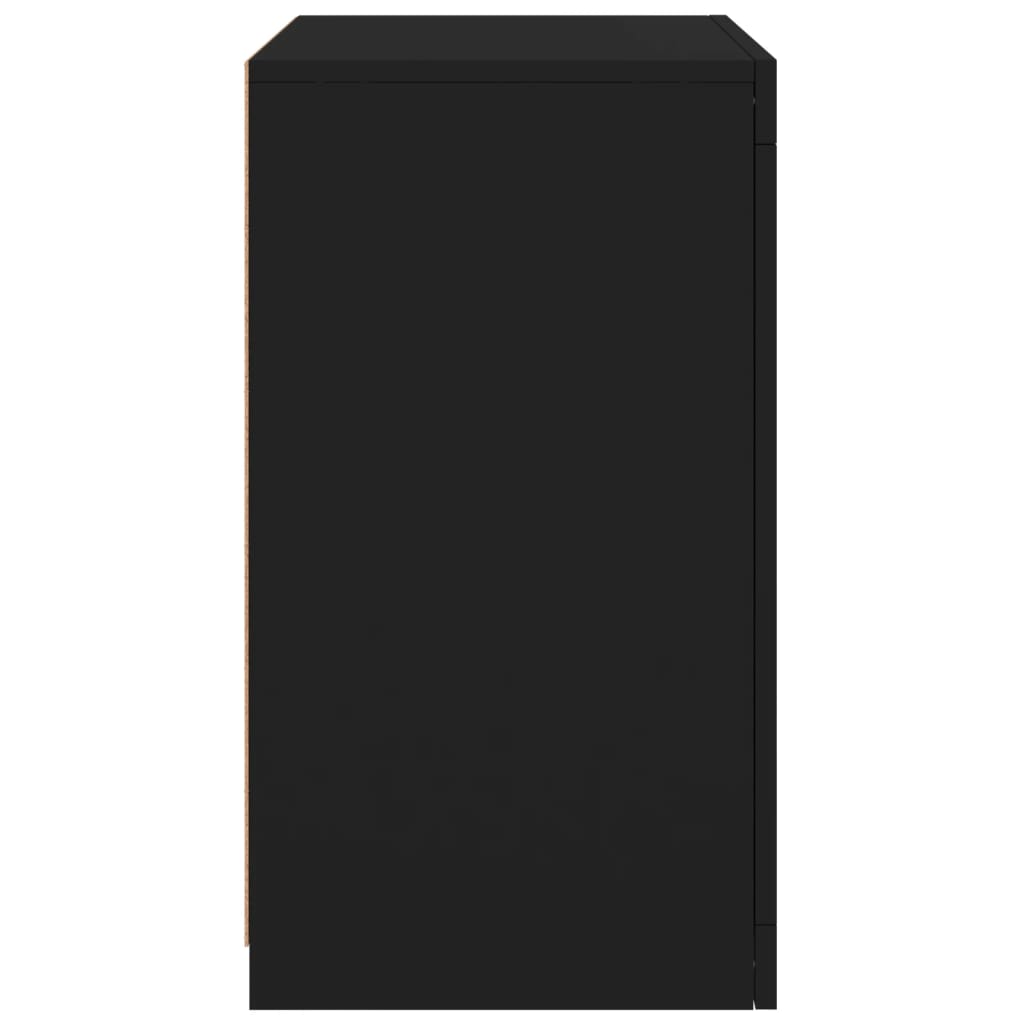 Armadietti con Luci LED 2pz Neri in Legno Multistrato 836633