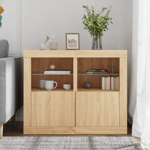 Armadietti con Luci LED 2pz Rovere Sonoma in Legno Multistrato 836635