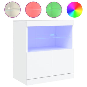 Credenza con Luci -Buffet-Armadio da cucina Bianca 60x37x67 cm