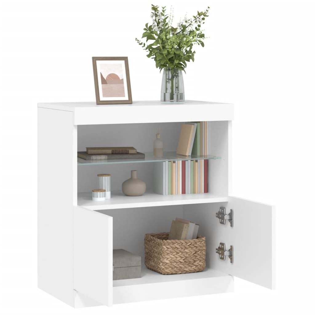 Credenza con Luci -Buffet-Armadio da cucina Bianca 60x37x67 cm