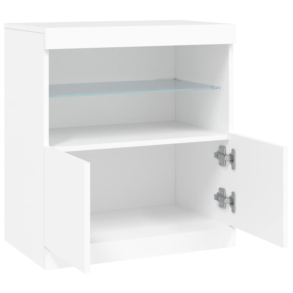 Credenza cassettiera cassettiera mobile contenitore organizer cucina soggiorno soggiorno con luci a LED 60 x 37 x 67 cm bianco 02_0029857