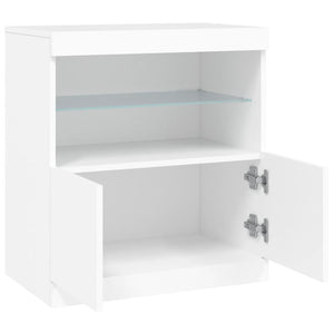 Credenza cassettiera cassettiera mobile contenitore organizer cucina soggiorno soggiorno con luci a LED 60 x 37 x 67 cm bianco 02_0029857