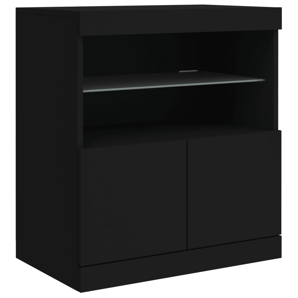 Credenza con Luci LED Nera 60x37x67 cm 836652