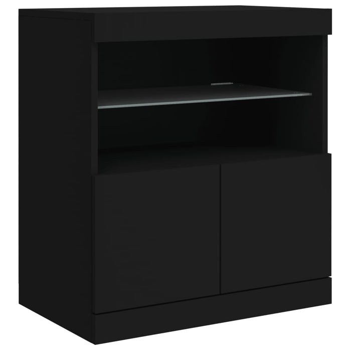 Credenza con Luci LED Nera 60x37x67 cm 836652