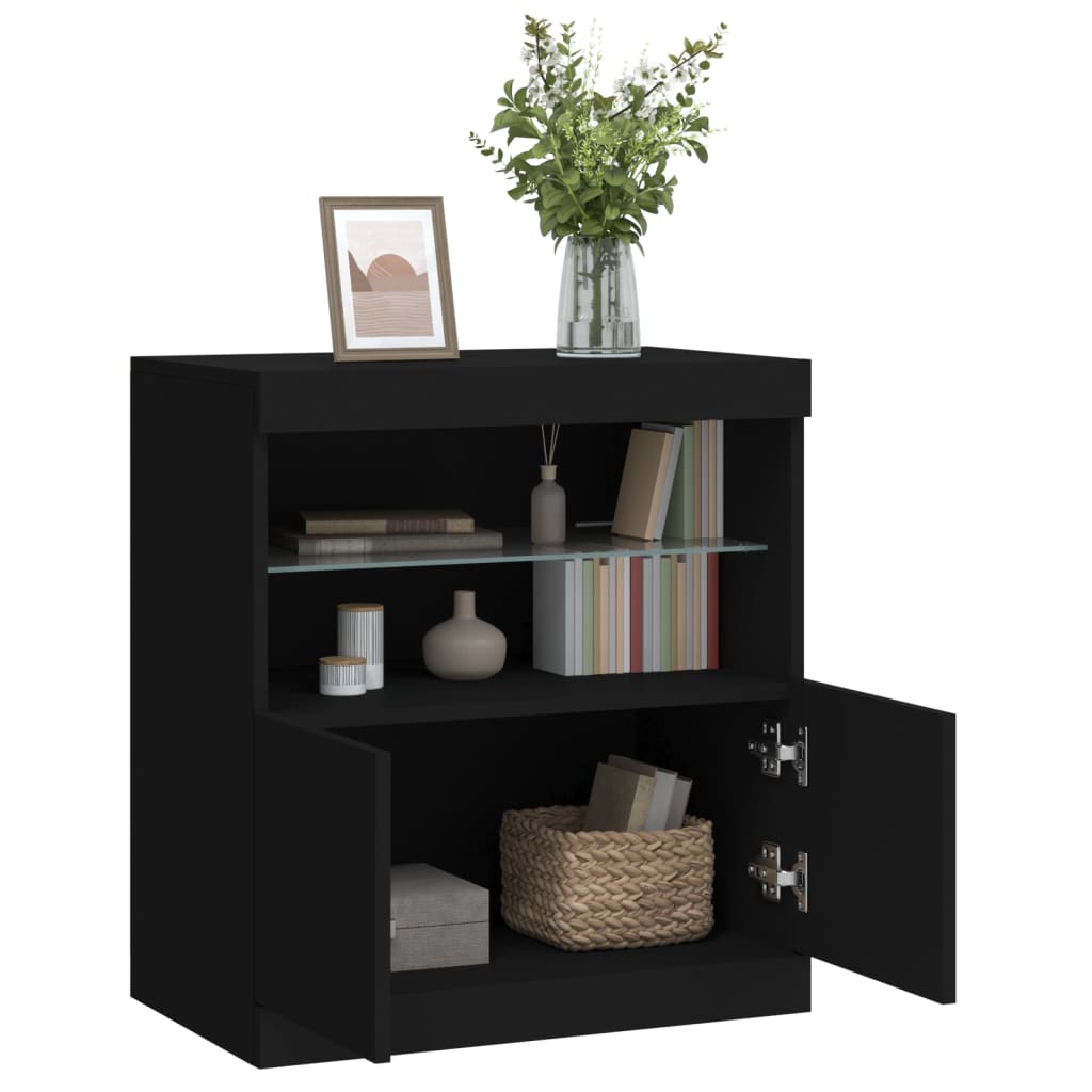 Credenza con Luci LED Nera 60x37x67 cm 836652
