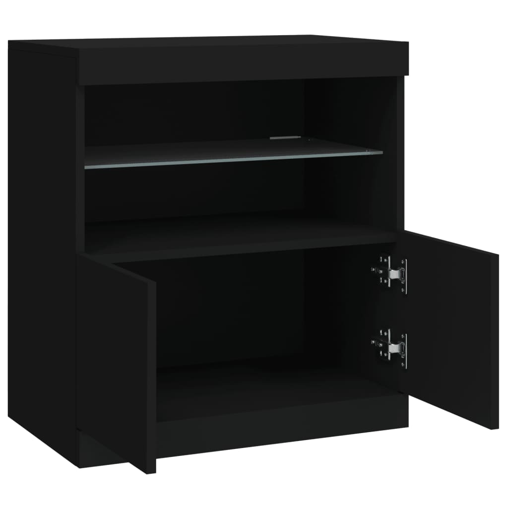 Credenza con Luci LED Nera 60x37x67 cm 836652