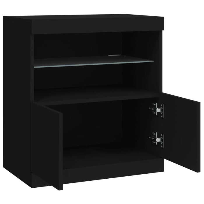 Credenza con Luci LED Nera 60x37x67 cm 836652