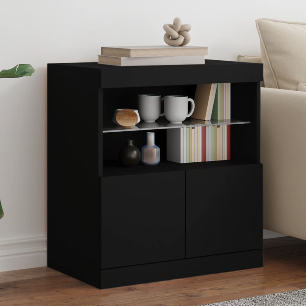 Credenza con Luci LED Nera 60x37x67 cm 836652