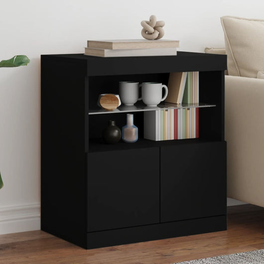 Credenza con Luci LED Nera 60x37x67 cm 836652