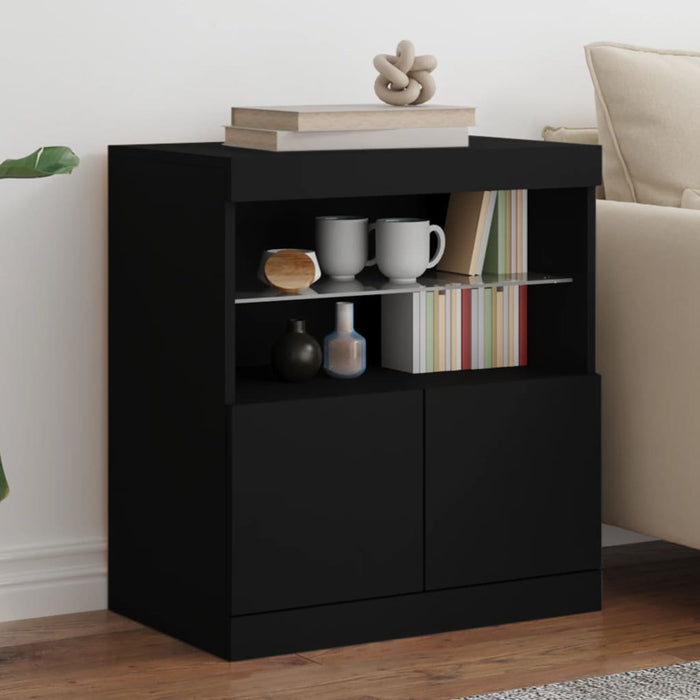 Credenza con Luci LED Nera 60x37x67 cm 836652