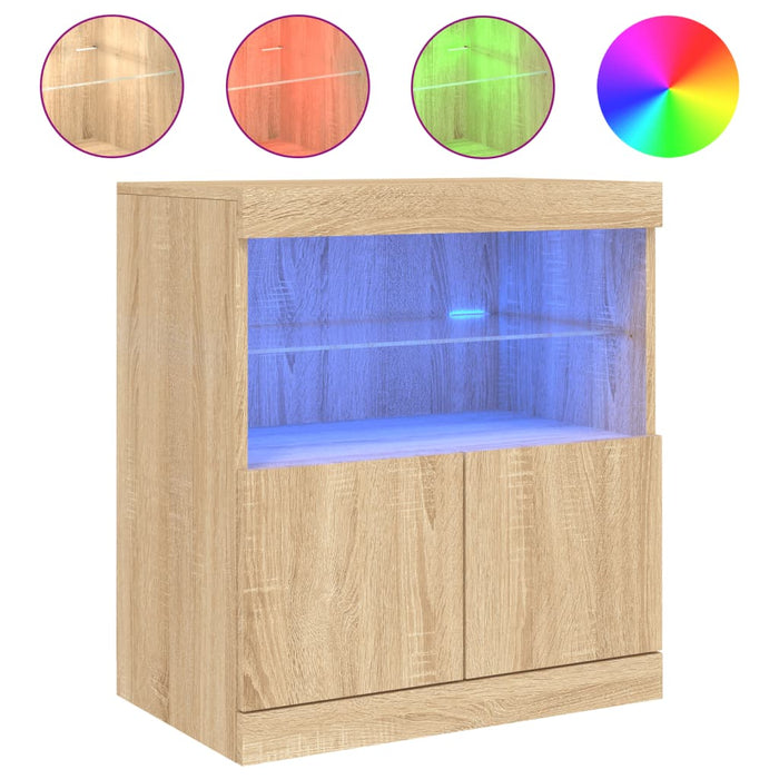 Credenza con Luci LED Rovere Sonoma 60x37x67 cm 836653