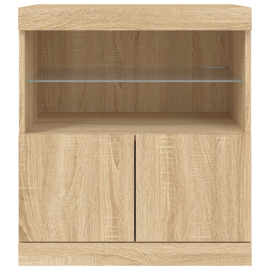 Credenza con Luci LED Rovere Sonoma 60x37x67 cm 836653
