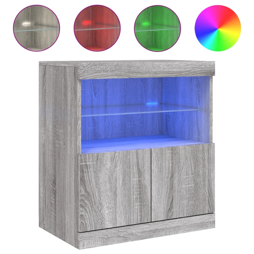 Credenza con Luci LED Grigio Sonoma 60x37x67 cm 836656