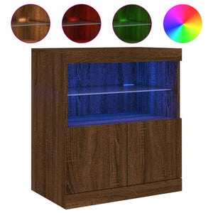Credenza con Luci LED Rovere Marrone 60x37x67 cm 836657