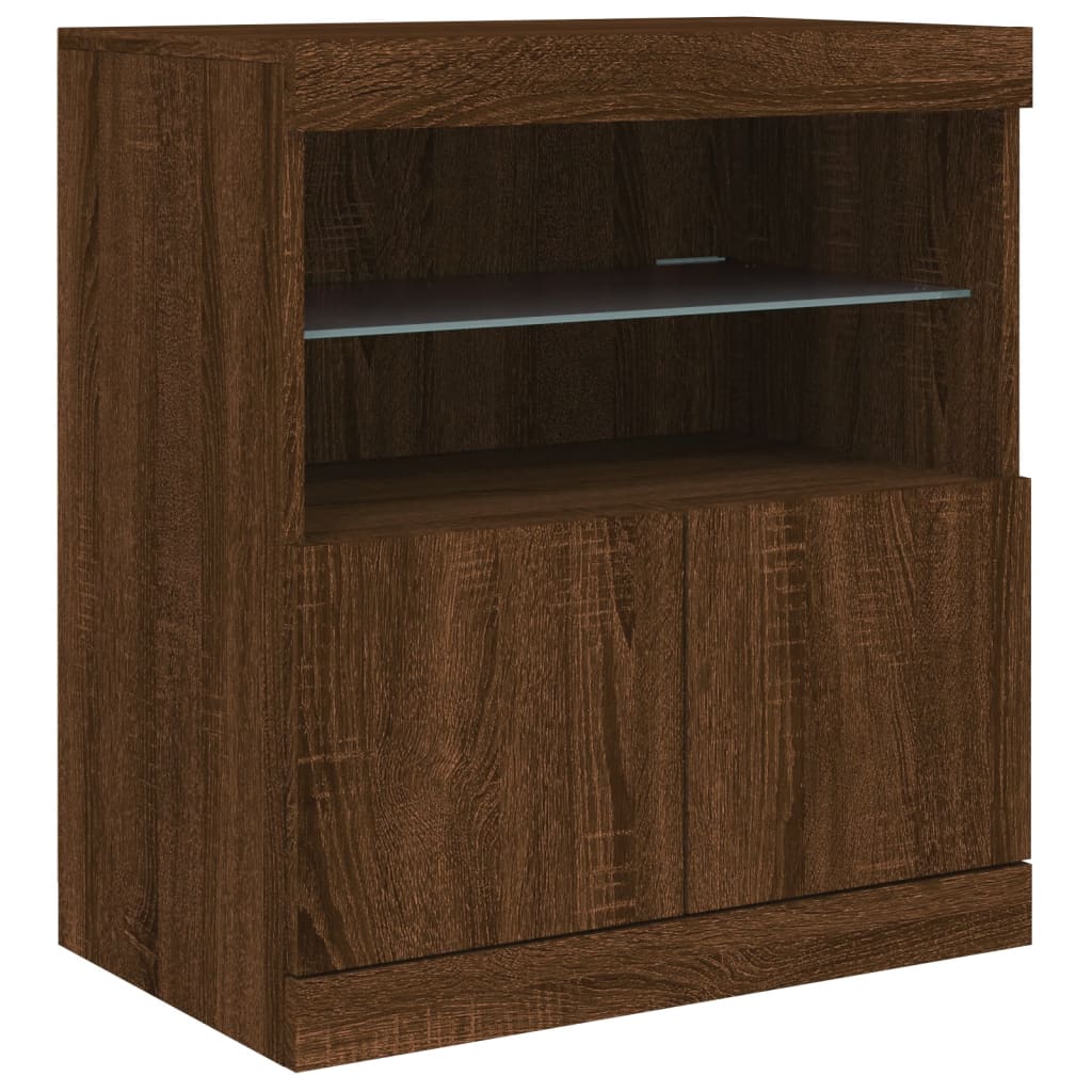 Credenza con Luci LED Rovere Marrone 60x37x67 cm 836657