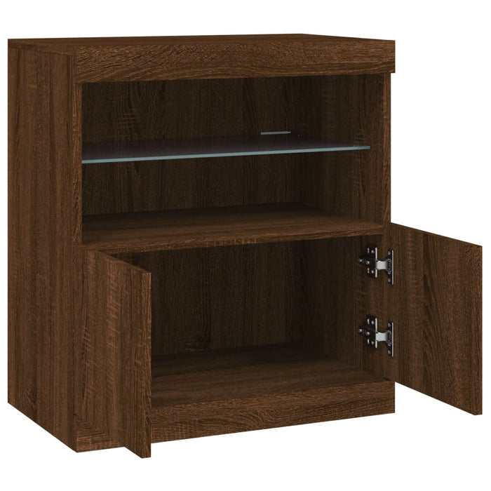Credenza con Luci LED Rovere Marrone 60x37x67 cm 836657