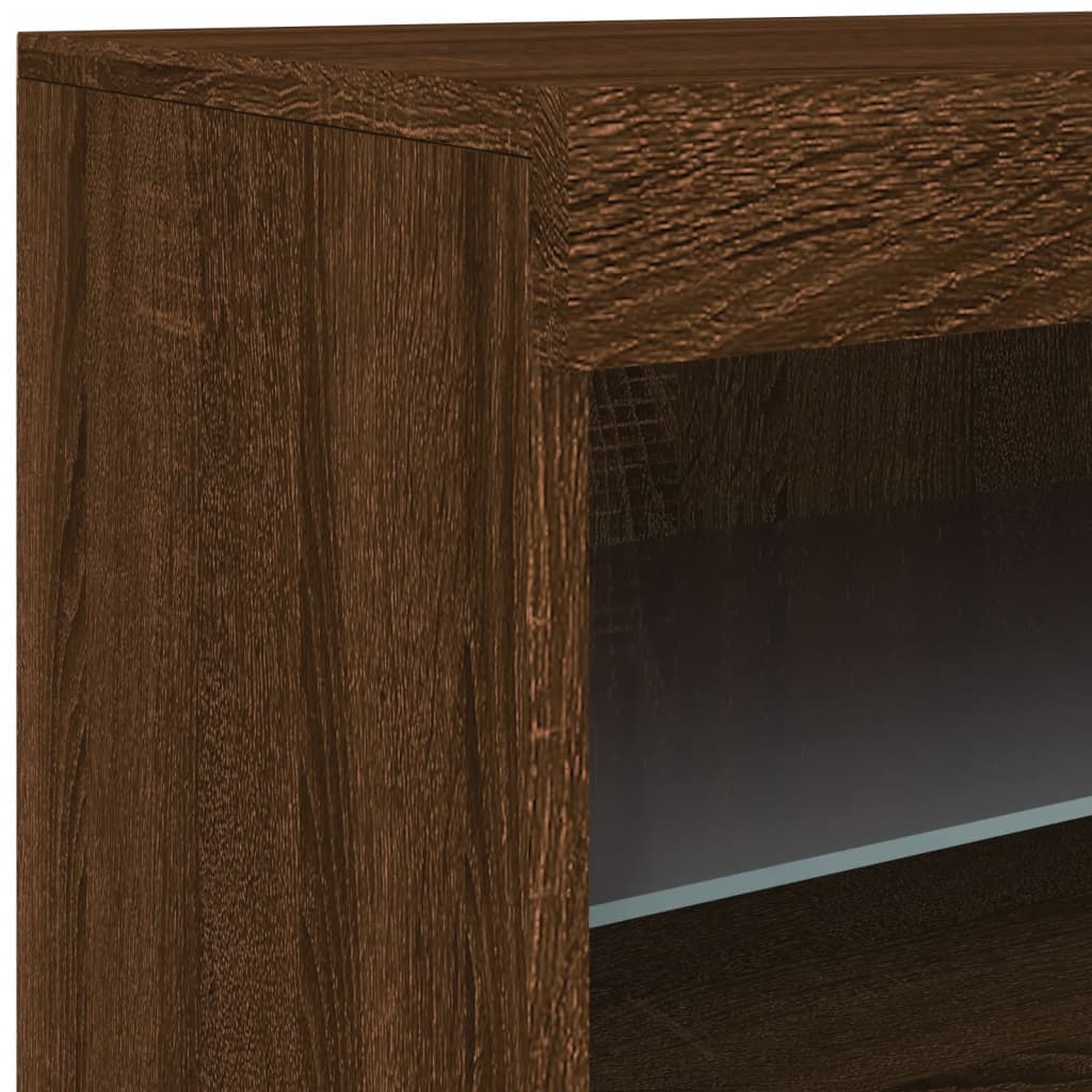 Credenza con Luci LED Rovere Marrone 60x37x67 cm 836657