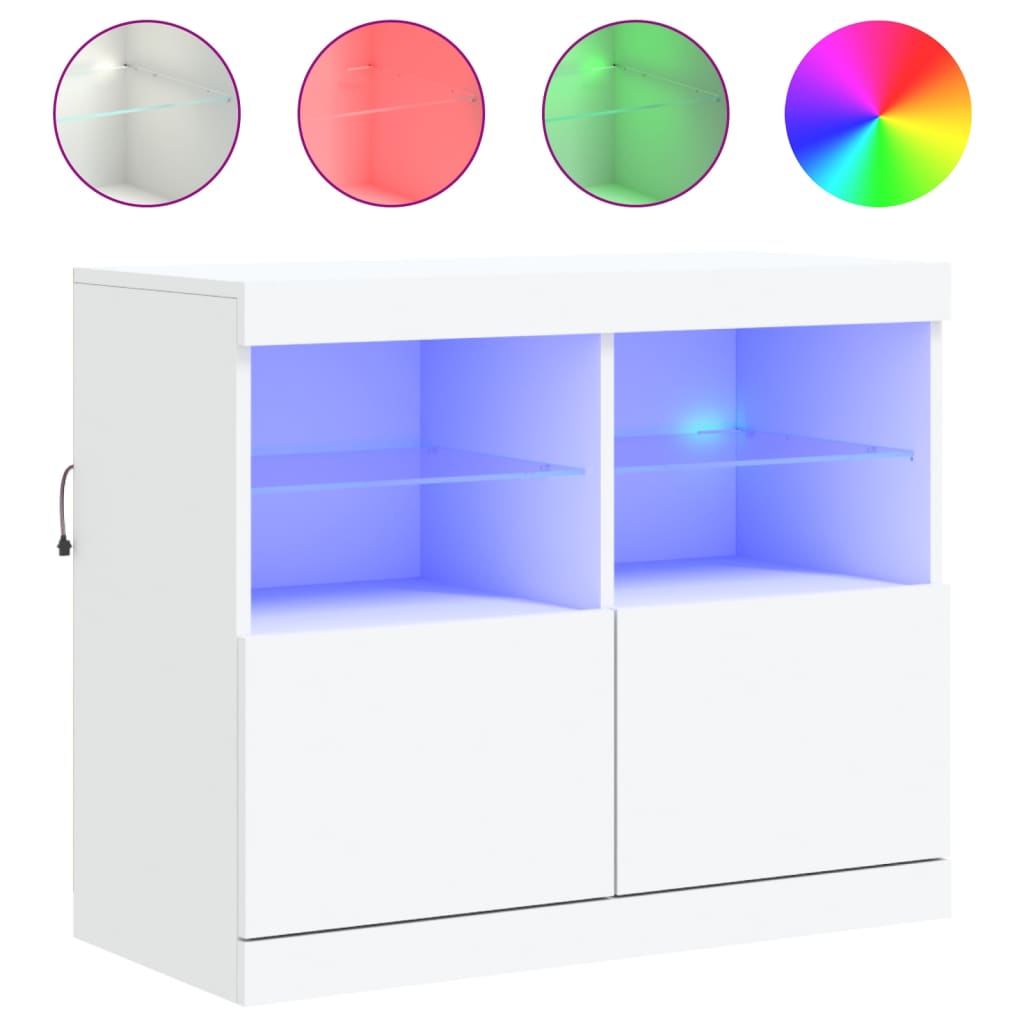 Credenza con Luci LED Bianca 81x37x67 cm 836658