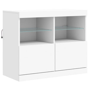 Credenza con Luci -Buffet-Armadio da cucina Bianca 81x37x67 cm