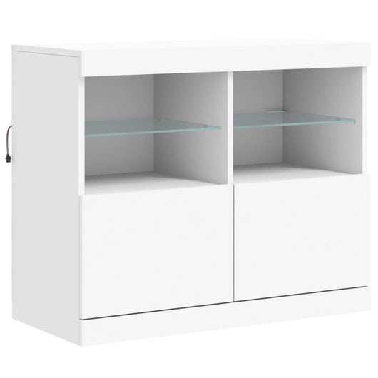 Credenza con Luci -Buffet-Armadio da cucina Bianca 81x37x67 cm
