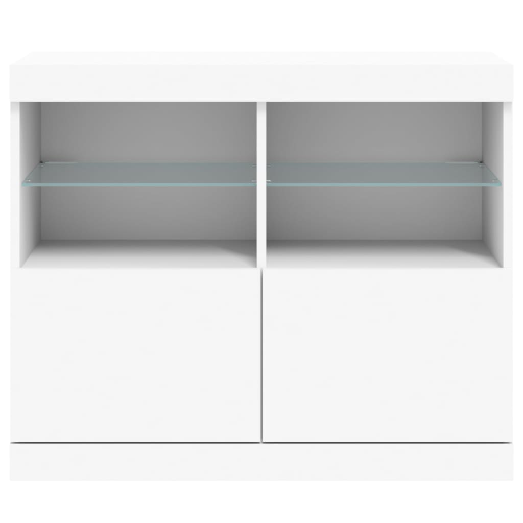 Credenza con Luci -Buffet-Armadio da cucina Bianca 81x37x67 cm