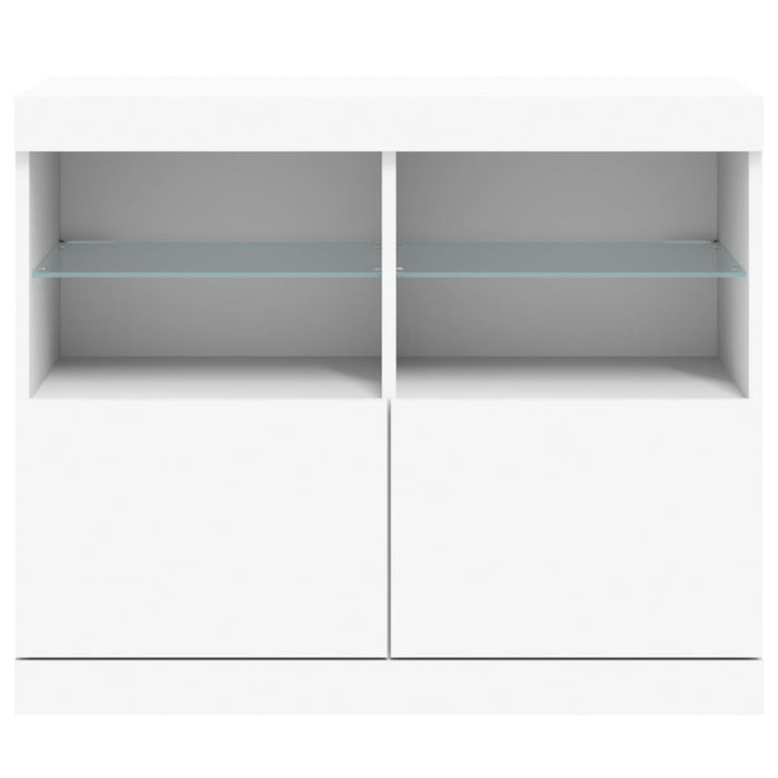 Credenza con Luci -Buffet-Armadio da cucina Bianca 81x37x67 cm