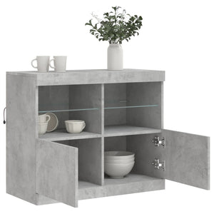 Credenza con Luci LED Grigio Cemento 81x37x67 cm 836661
