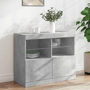 Credenza con Luci LED-Buffet-Armadio da cucina Grigio Cemento 81x37x67 cm