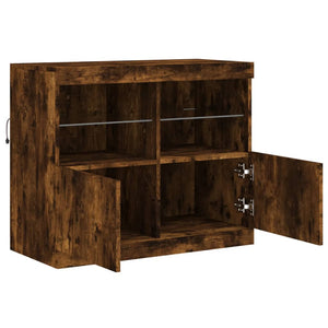Credenza con Luci LED Rovere Fumo 81x37x67 cm 836662