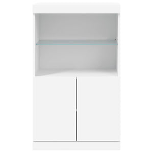 Credenza con Luci -Buffet-Armadio da cucina Bianca 60,5x37x100 cm