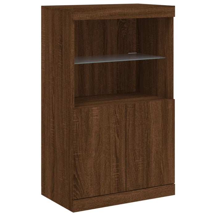 Credenza con Luci LED Rovere Marrone 60,5x37x100 cm 836671