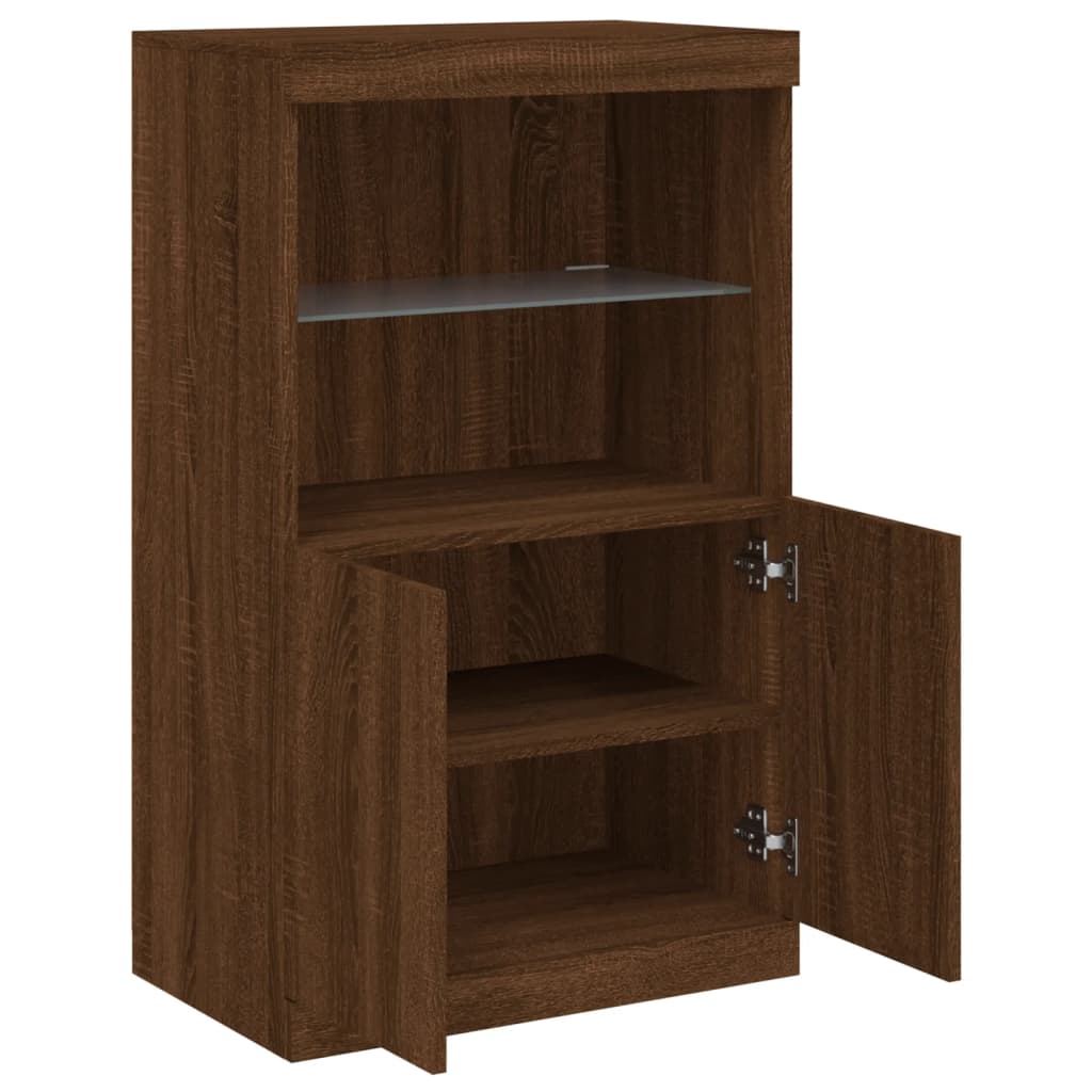 Credenza con Luci LED Rovere Marrone 60,5x37x100 cm 836671