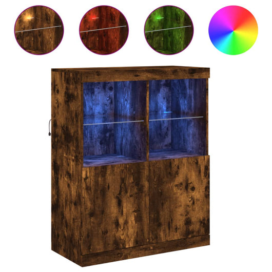 Credenza con Luci LED Rovere Fumo 81x37x100 cm 836676