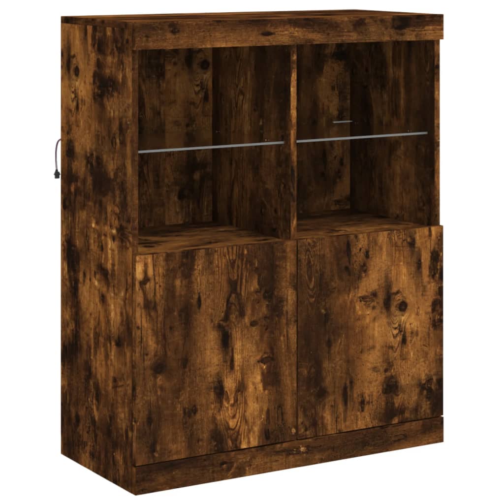 Credenza con Luci LED Rovere Fumo 81x37x100 cm 836676