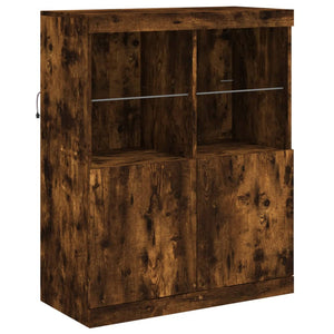 Credenza con Luci LED Rovere Fumo 81x37x100 cm 836676