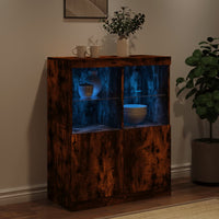 Credenza con Luci LED Rovere Fumo 81x37x100 cm 836676