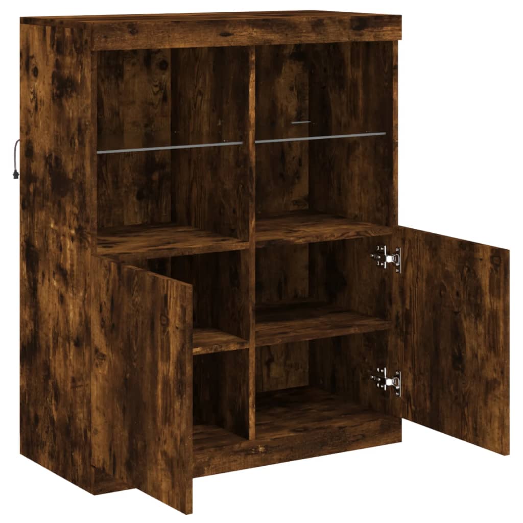 Credenza con Luci LED Rovere Fumo 81x37x100 cm 836676