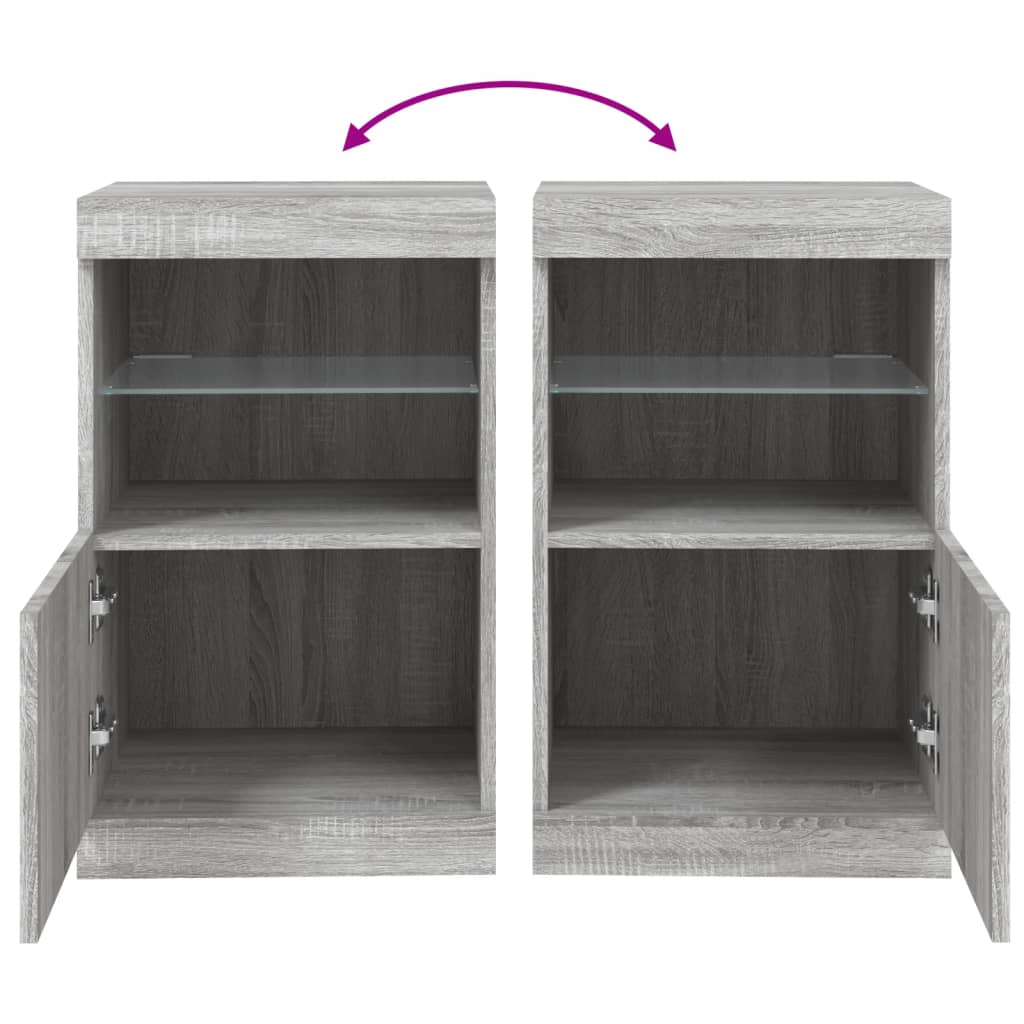 Credenza con Luci LED Grigio Sonoma 41x37x67 cm 836684
