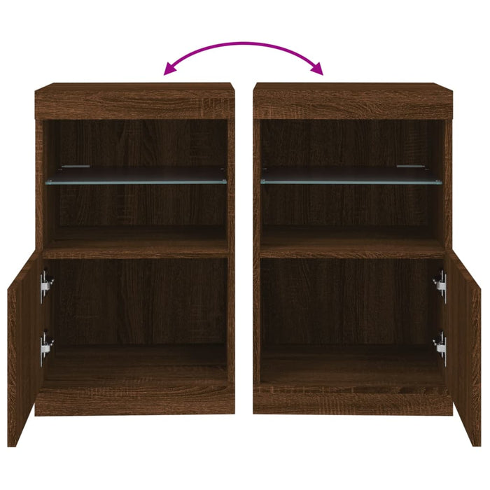 Credenza con Luci LED Rovere Marrone 41x37x67 cm 836685