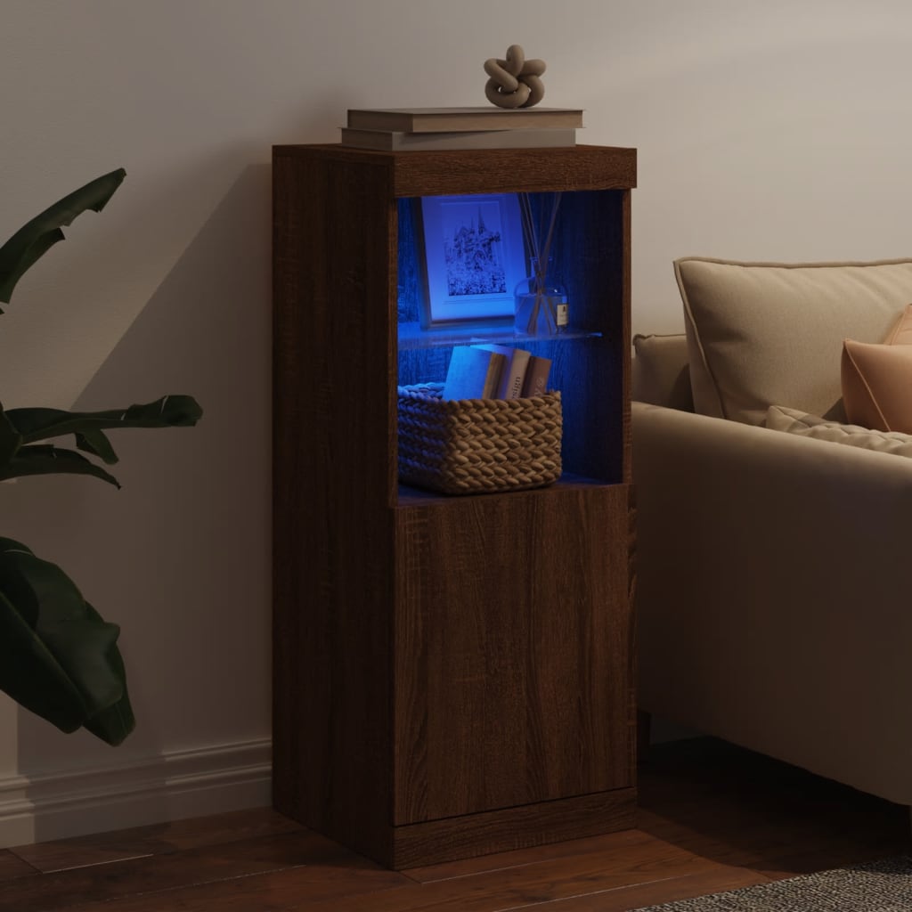 Credenza con Luci LED-Buffet-Armadio da cucina Rovere Marrone 41x37x100 cm 442015