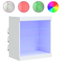 Credenza cassettiera cassettiera mobile contenitore organizer cucina soggiorno soggiorno con luci a LED 60,5 x 37 x 67 cm bianco 02_0029856