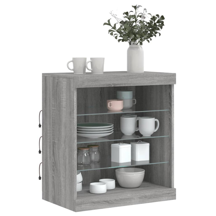 Credenza con Luci LED Grigio Sonoma 60,5x37x67 cm 836698