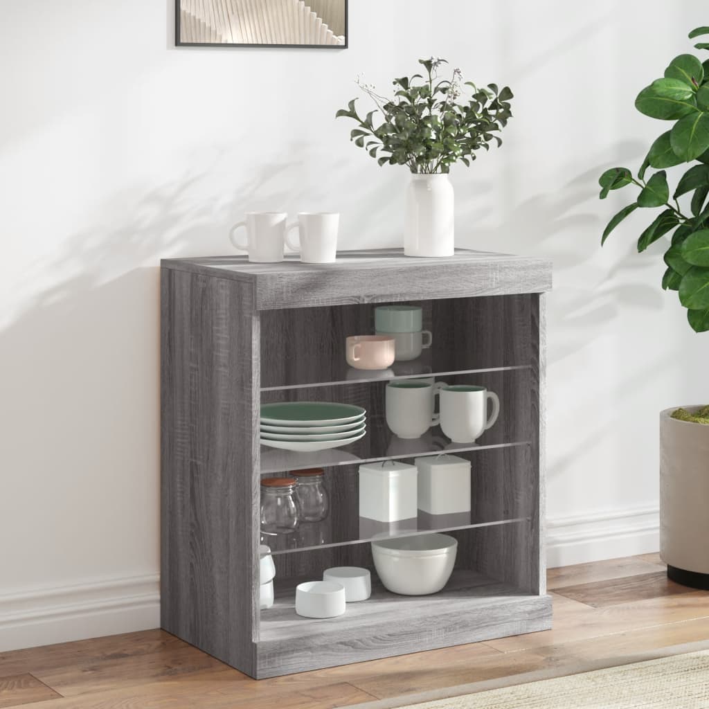 Credenza con Luci LED Grigio Sonoma 60,5x37x67 cm 836698
