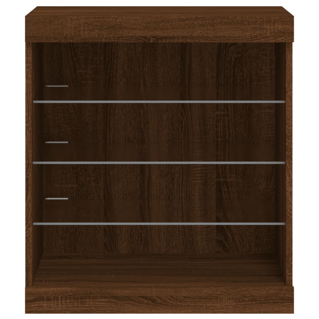 Credenza con Luci LED Rovere Marrone 60,5x37x67 cm 836699